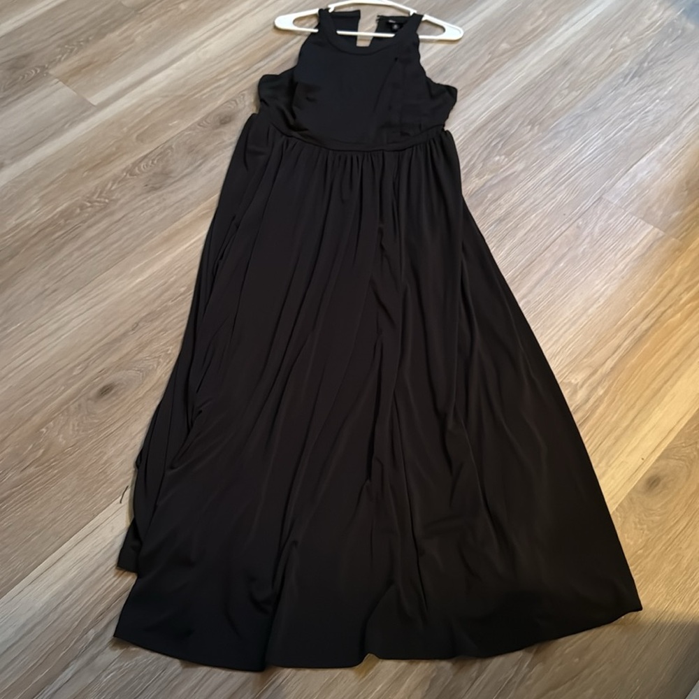 Torrid Elegant Black Maxi Studio Knit Halter Dress size 0 (size 12)with pockets. - Picture 3 of 8